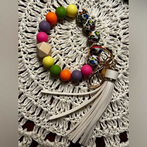 Rubberized beads n colorful choices wristlet key chain with tassel - Picture 4 of 4